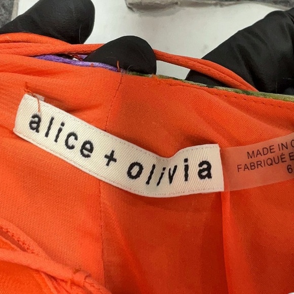 Alice + Olivia Silk Floral Maxi Dress - Orange and Purple - Picture 4 of 7